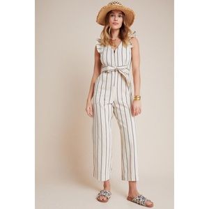 Anthropologie Hedda Striped Zip Front Jumpsuit